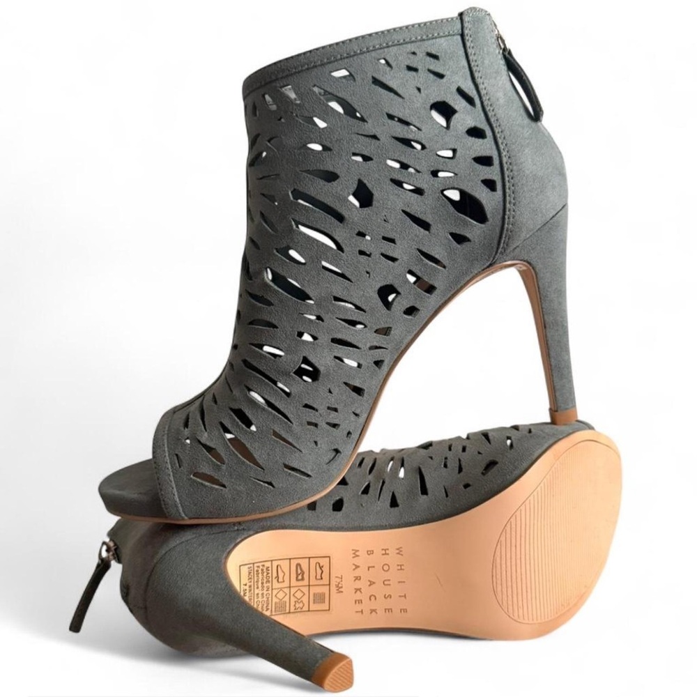 White House Black Market Stacey
Wintergreen Laser Cut Ankle Heel Bootie